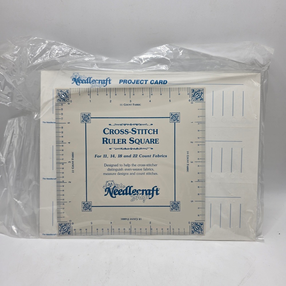 The Needlecraft Shop‎ Cross-Stitch Ruler Square Clear Project Card Vintage